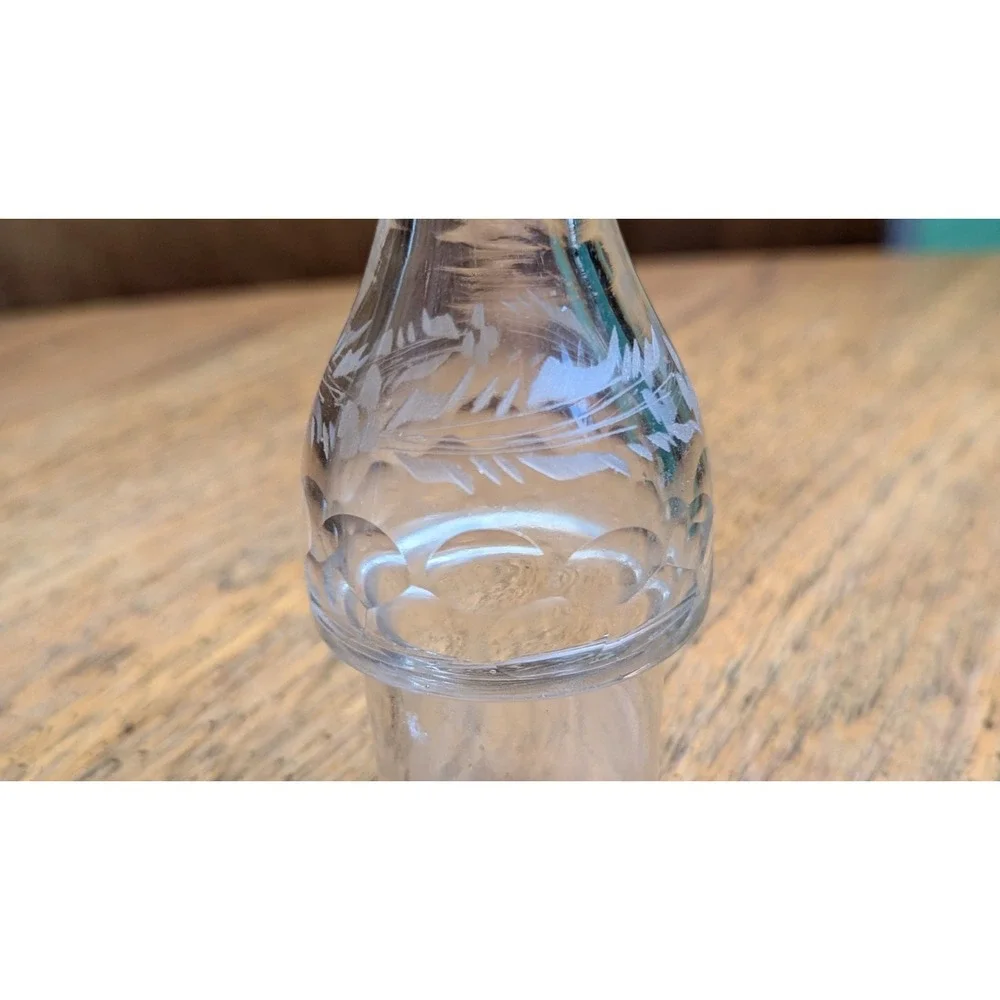 Vintage Etched Glass Decanter/Claret Jug Carafe With Stopper